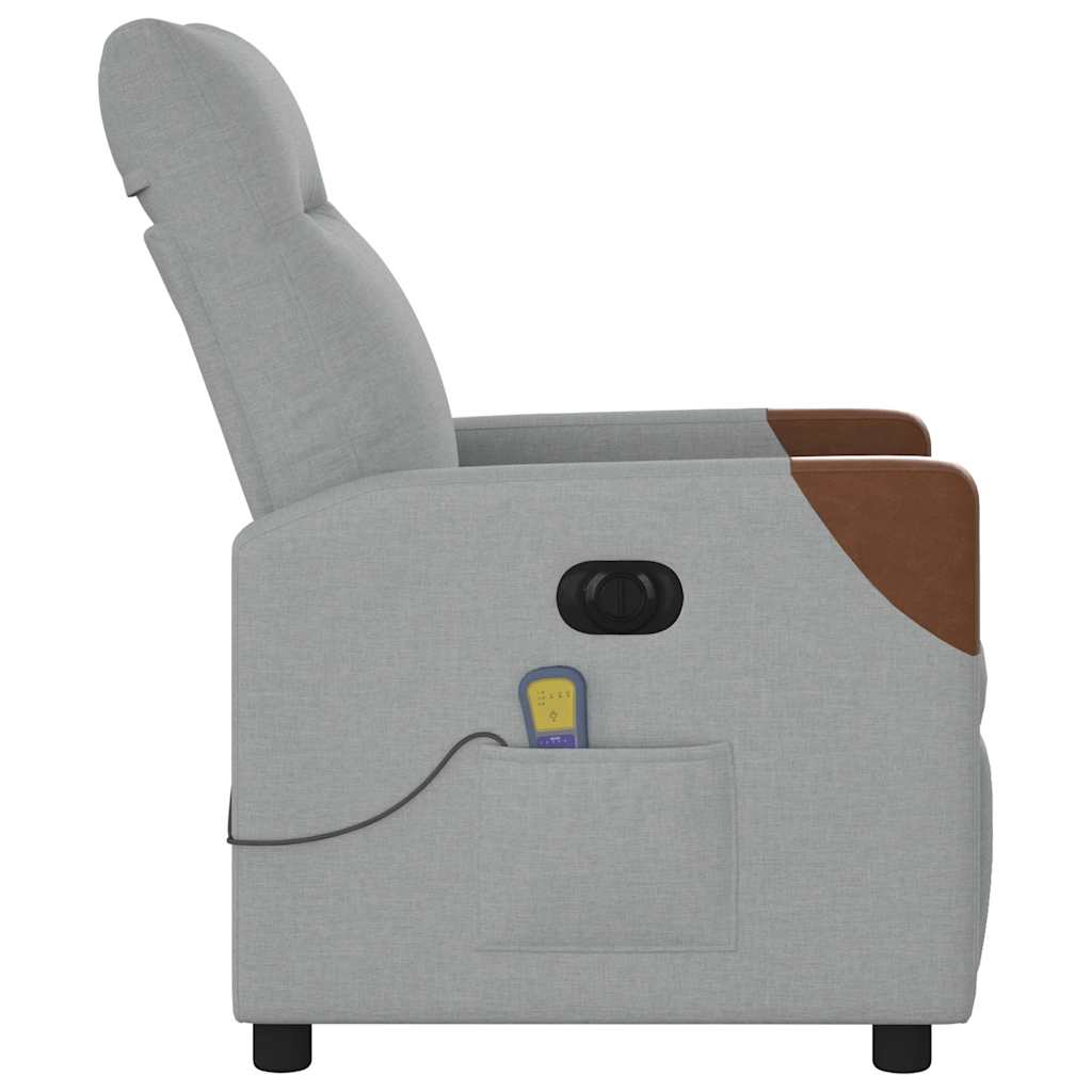 vidaXL Massagesessel Elektrisch Hellgrau Stoff