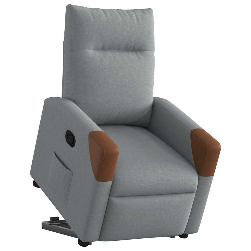 vidaXL Relaxsessel mit Aufstehhilfe Hellgrau Stoff