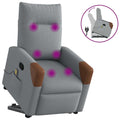 vidaXL Massagesessel mit Aufstehhilfe Hellgrau Stoff