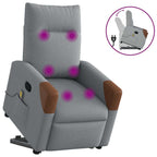 vidaXL Massagesessel mit Aufstehhilfe Hellgrau Stoff