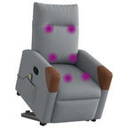 vidaXL Massagesessel mit Aufstehhilfe Hellgrau Stoff