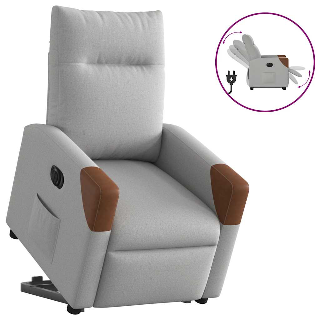 vidaXL Relaxsessel mit Aufstehhilfe Elektrisch Wolkengrau Stoff