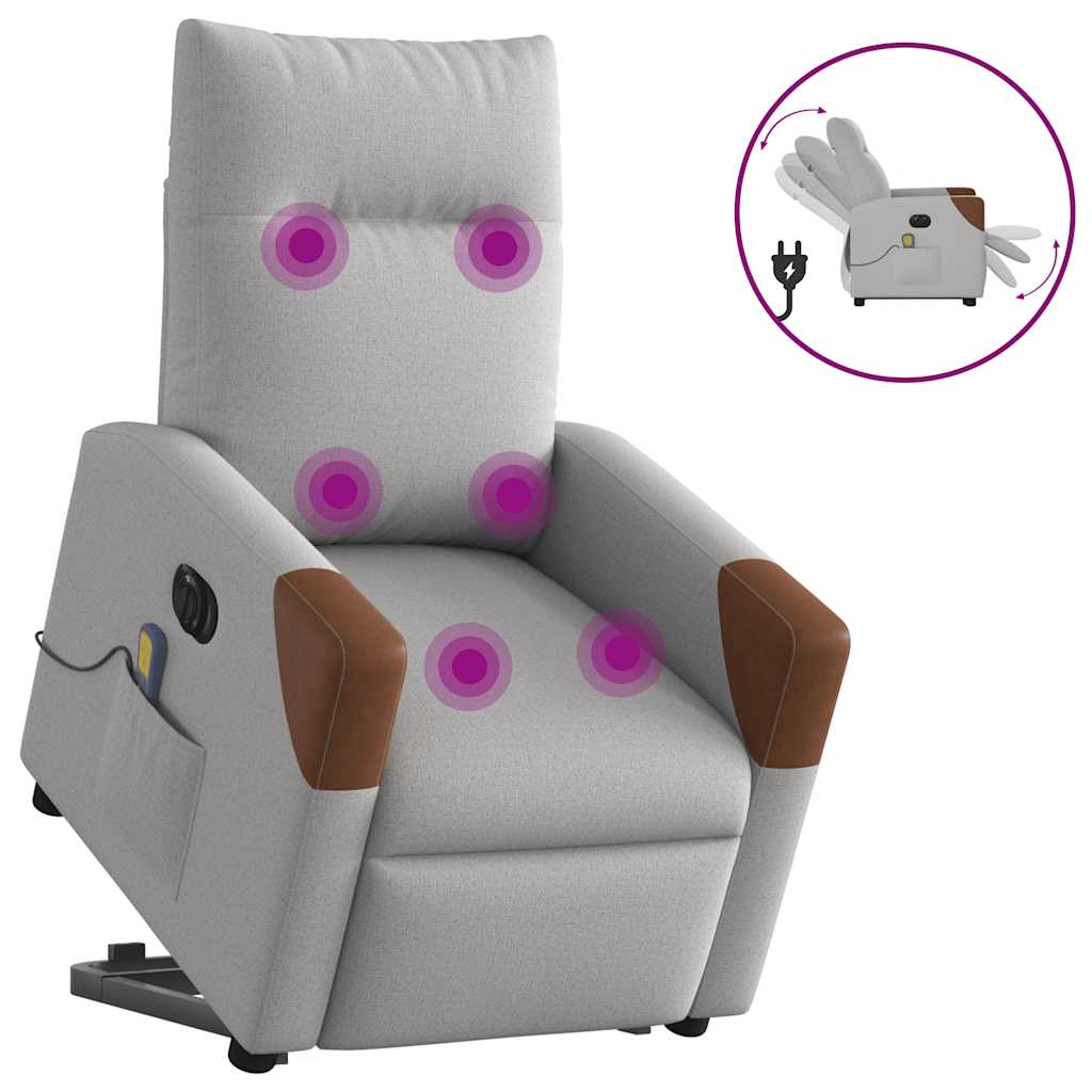 vidaXL Massagesessel mit Aufstehhilfe Elektrisch Wolkengrau Stoff