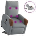 vidaXL Elektrischer Massagesessel mit Aufstehhilfe Hellgrau Stoff