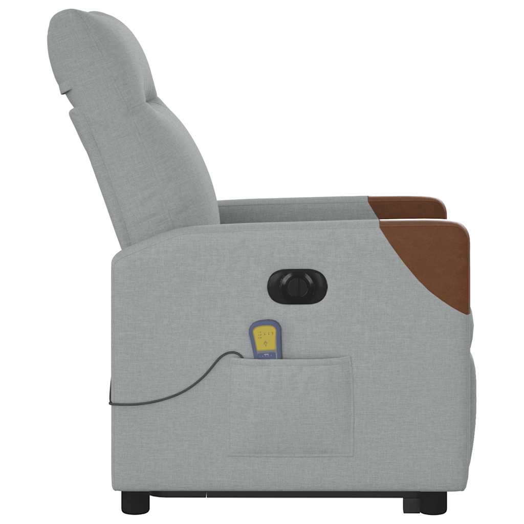 vidaXL Elektrischer Massagesessel mit Aufstehhilfe Hellgrau Stoff