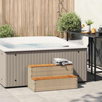 vidaXL Whirlpool-Stufen Beige 100x50x50,5 cm Poly-Rattan Massiv Akazie