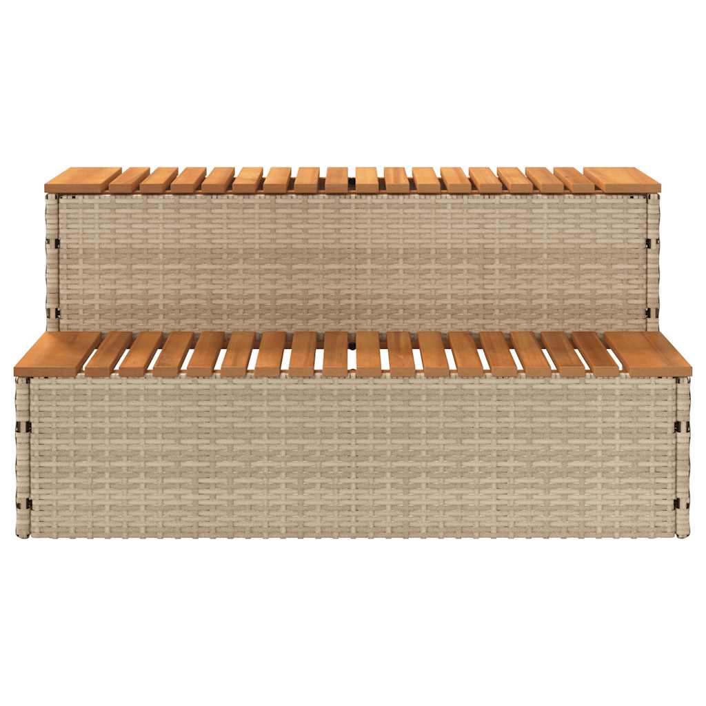 vidaXL Whirlpool-Stufen Beige 100x50x50,5 cm Poly-Rattan Massiv Akazie