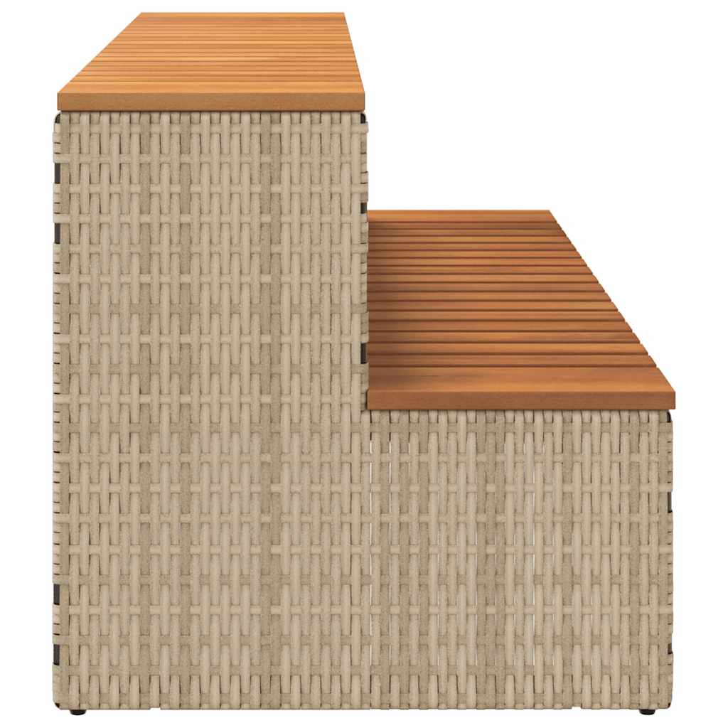 vidaXL Whirlpool-Stufen Beige 100x50x50,5 cm Poly-Rattan Massiv Akazie