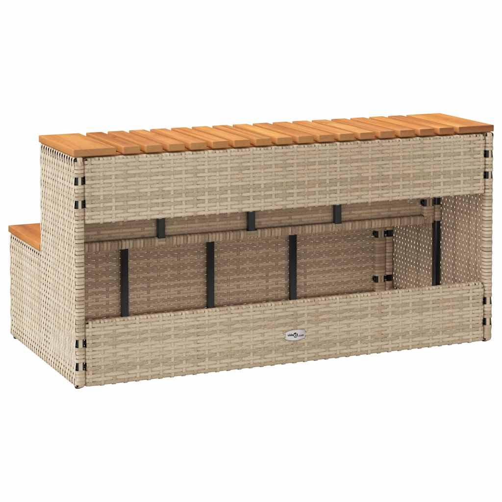 vidaXL Whirlpool-Stufen Beige 100x50x50,5 cm Poly-Rattan Massiv Akazie