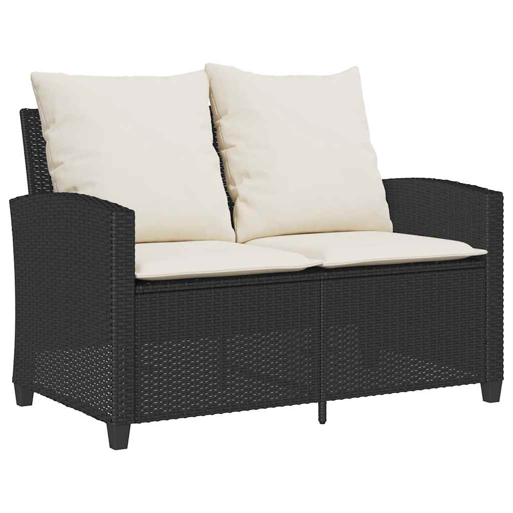 vidaXL 6-tlg. Garten-Sofagarnitur mit Kissen Schwarz Poly Rattan