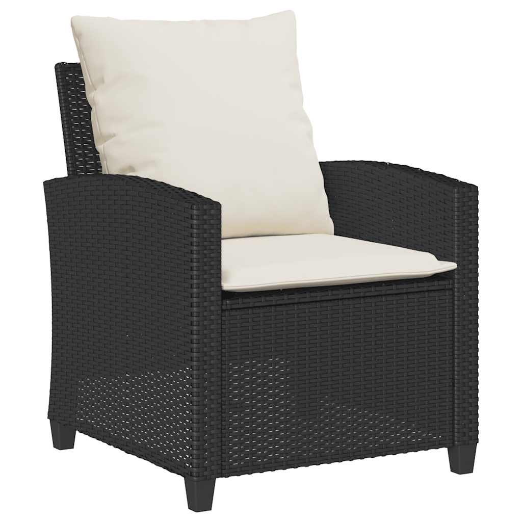 vidaXL 6-tlg. Garten-Sofagarnitur mit Kissen Schwarz Poly Rattan