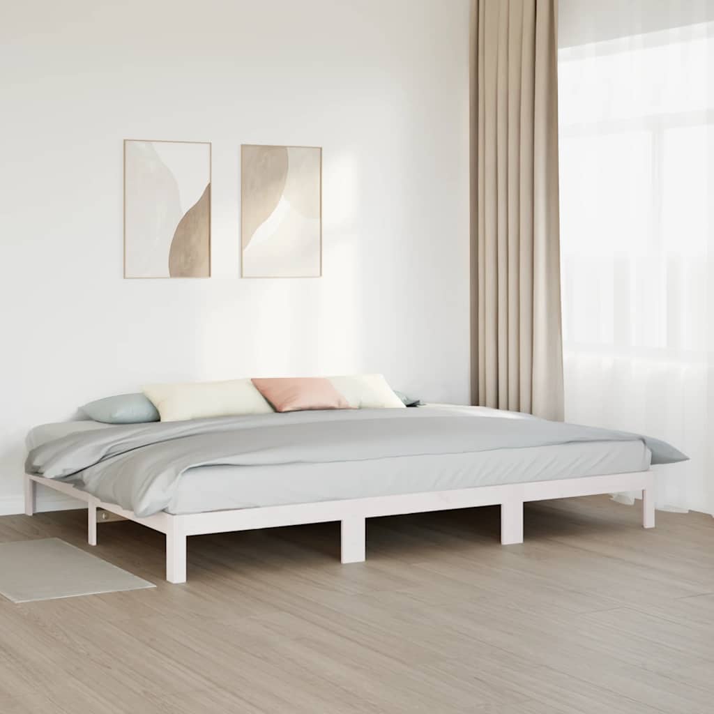 vidaXL Familienbett ohne Matratze Weiß 240x200 cm Massivholz Kiefer