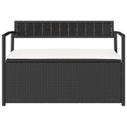 vidaXL Gartenbank mit Stauraum und Kissen Schwarz Poly Rattan