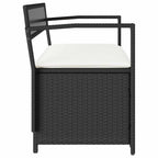 vidaXL Gartenbank mit Stauraum und Kissen Schwarz Poly Rattan
