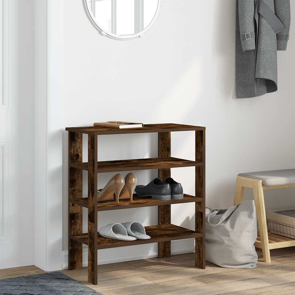 vidaXL Schuhregal Räuchereiche 61x32x70 cm Holzwerkstoff