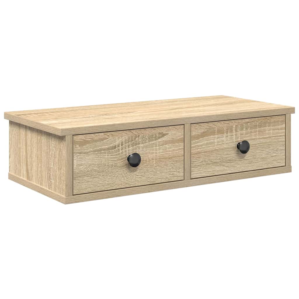 vidaXL Wandregal mit Schubladen Sonoma-Eiche 60x28x15 cm Holzwerkstoff