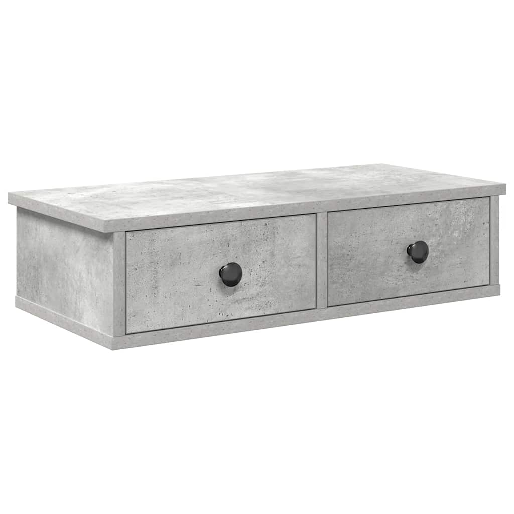 vidaXL Wandregal mit Schubladen Betongrau 60x28x15 cm Holzwerkstoff