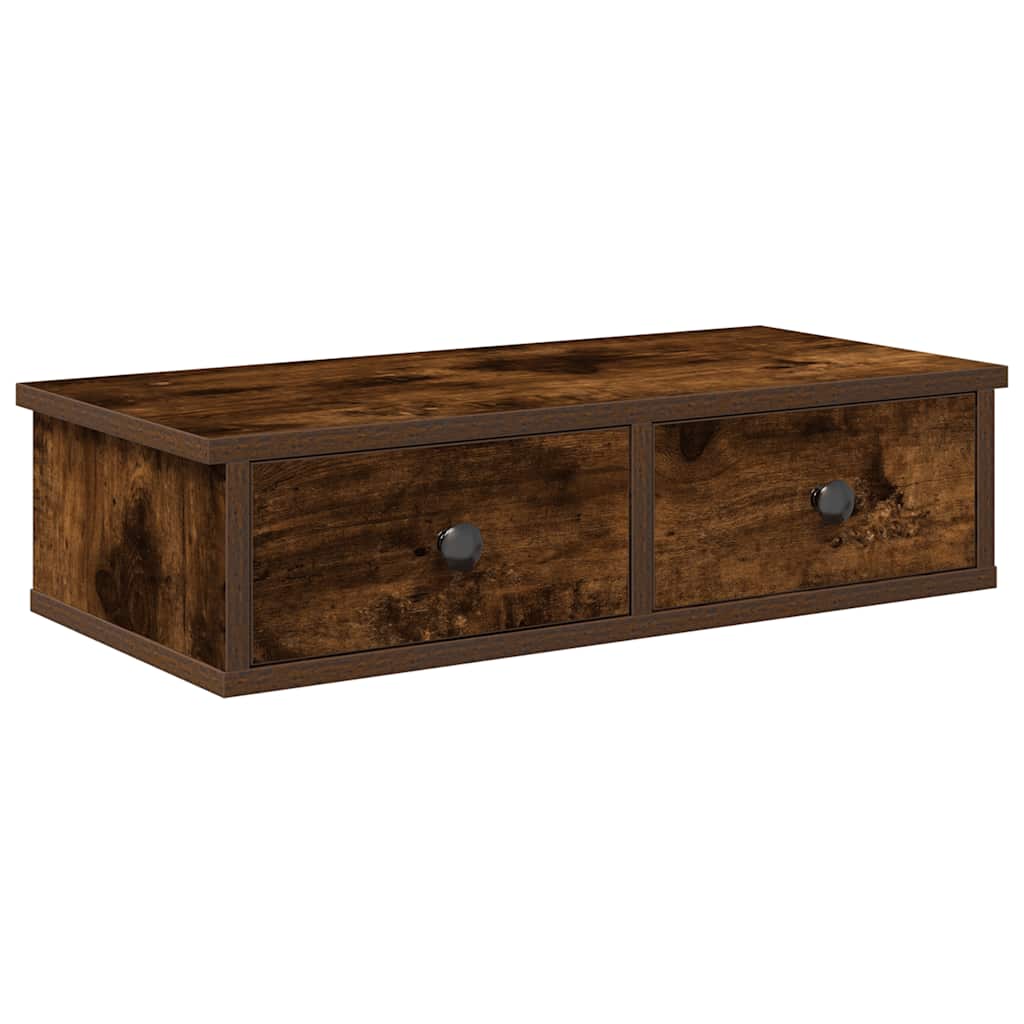 vidaXL Wandregal mit Schubladen Räuchereiche 60x28x15 cm Holzwerkstoff
