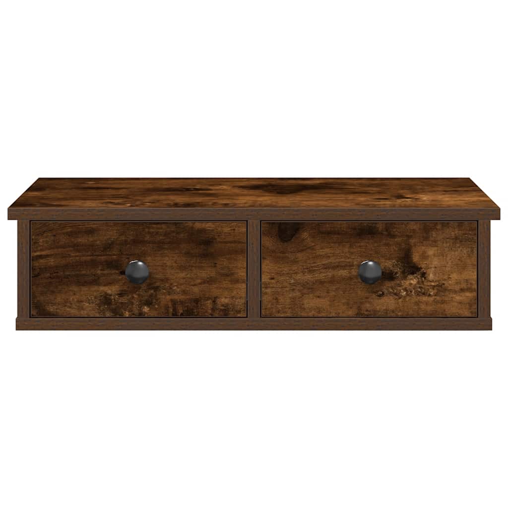 vidaXL Wandregal mit Schubladen Räuchereiche 60x28x15 cm Holzwerkstoff