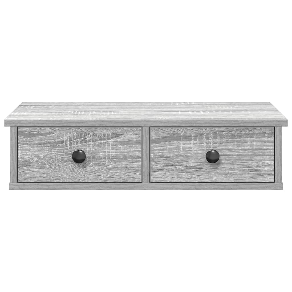 vidaXL Wandregal mit Schubladen Grau Sonoma 60x28x15 cm Holzwerkstoff