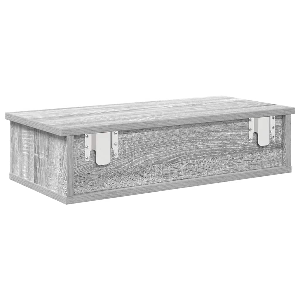 vidaXL Wandregal mit Schubladen Grau Sonoma 60x28x15 cm Holzwerkstoff