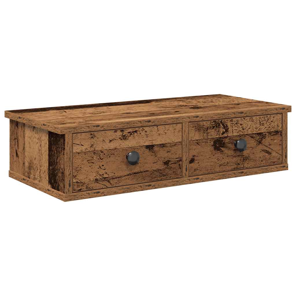 vidaXL Wandregal mit Schubladen Altholz-Optik 60x28x15cm Holzwerkstoff