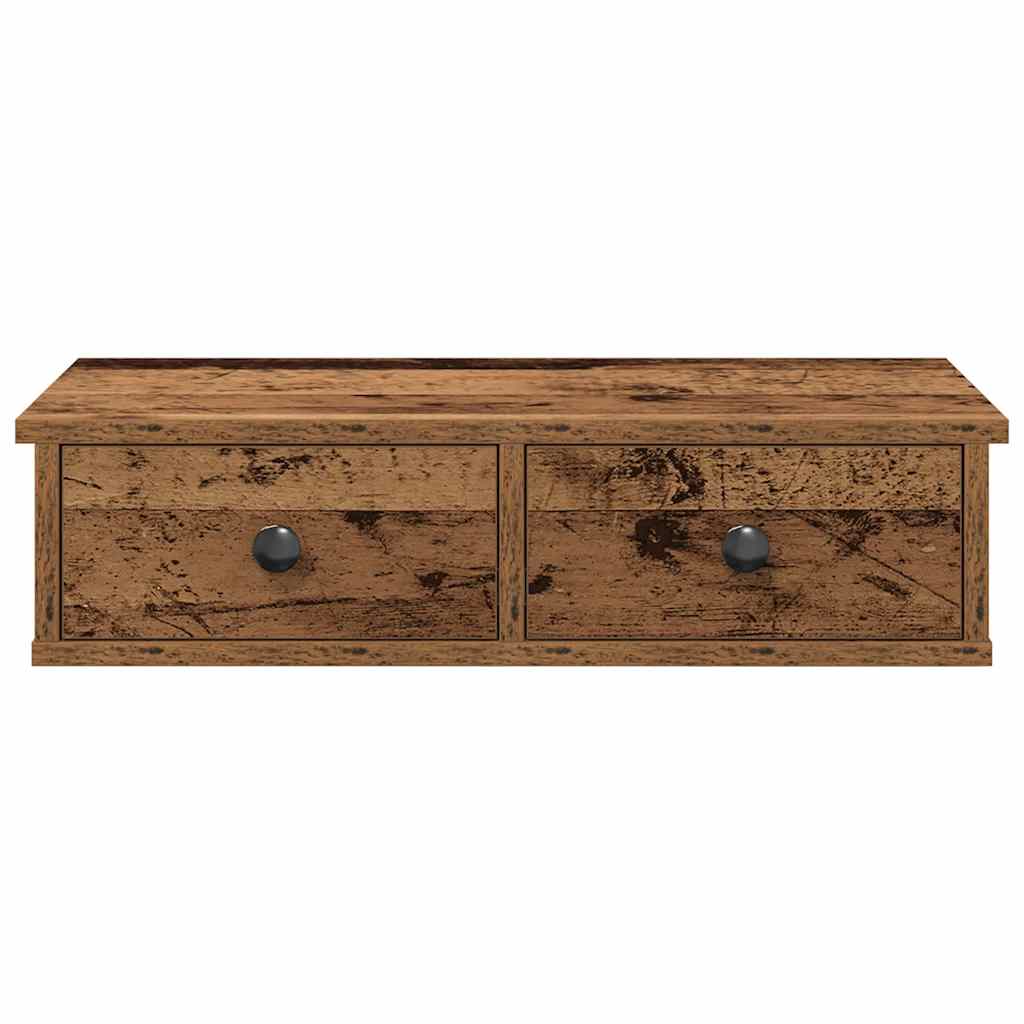 vidaXL Wandregal mit Schubladen Altholz-Optik 60x28x15cm Holzwerkstoff