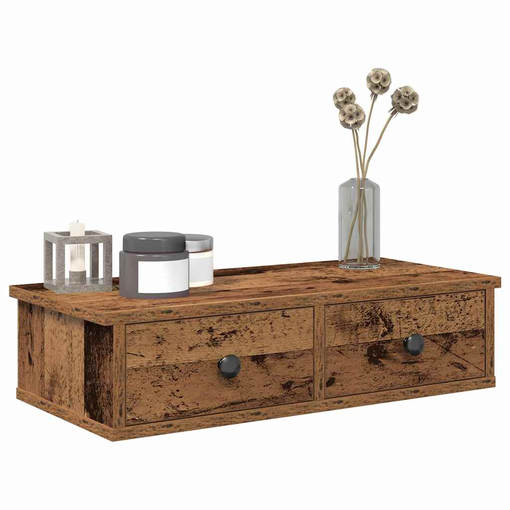 vidaXL Wandregal mit Schubladen Altholz-Optik 60x28x15cm Holzwerkstoff