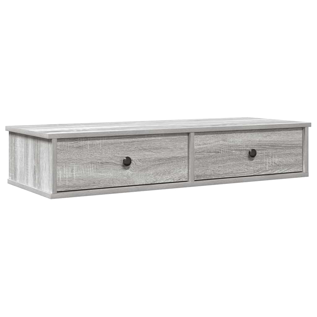 vidaXL Wandregal mit Schubladen Grau Sonoma 100x37,5x19 cm