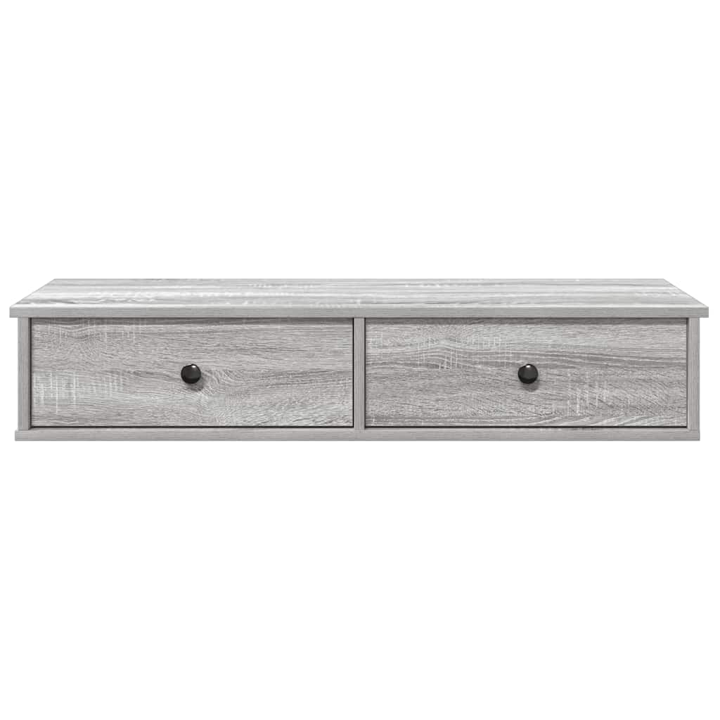 vidaXL Wandregal mit Schubladen Grau Sonoma 100x37,5x19 cm