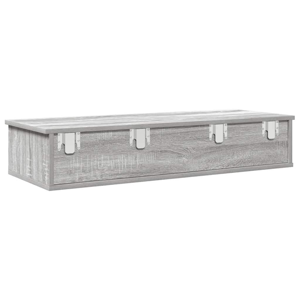 vidaXL Wandregal mit Schubladen Grau Sonoma 100x37,5x19 cm