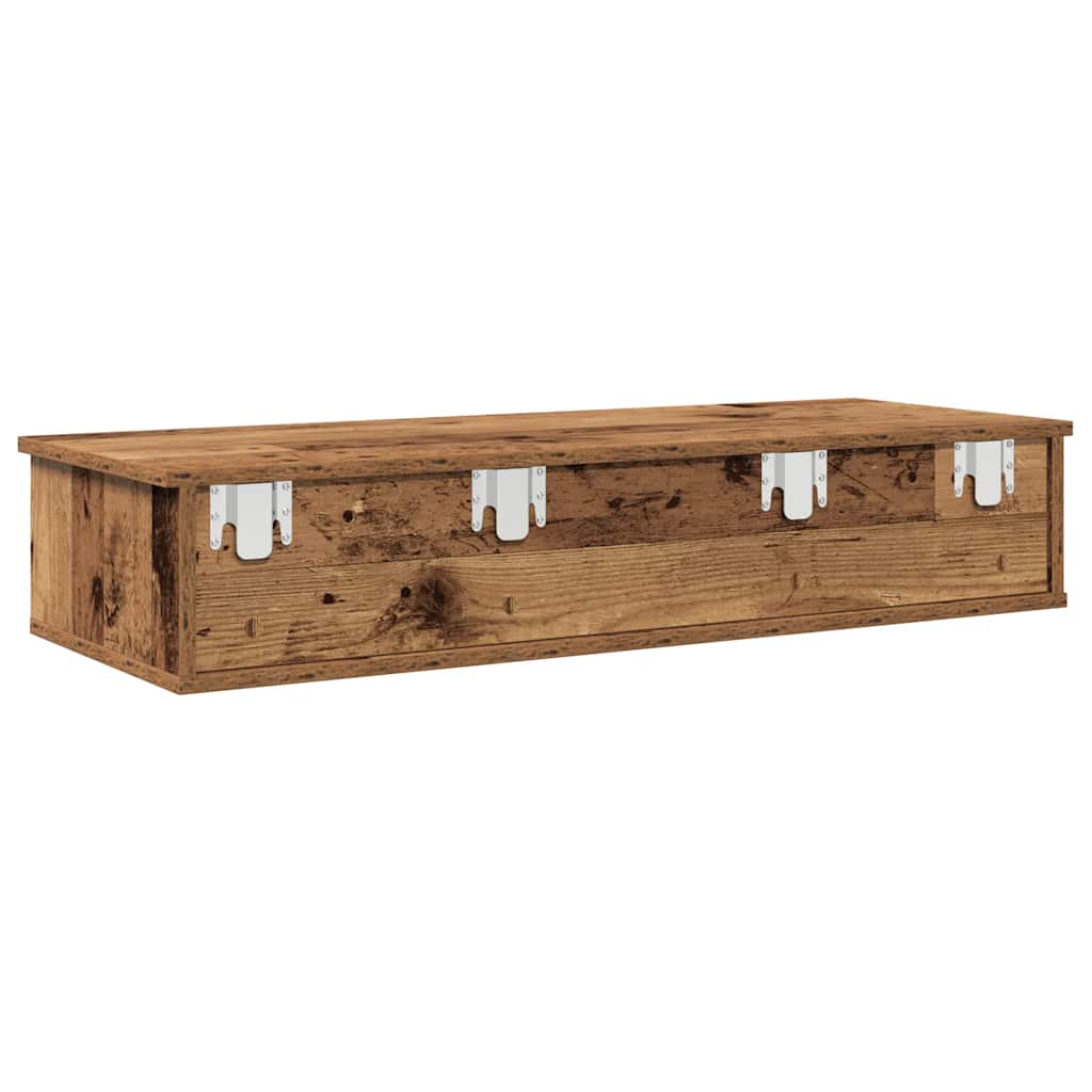 vidaXL Wandregal mit Schubladen Altholz-Optik 100x37,5x19 cm