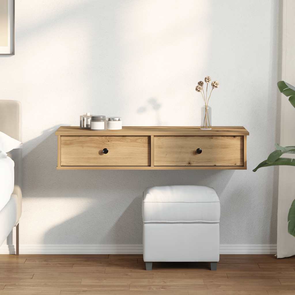 vidaXL Wandregal mit Schubladen Artisan-Eiche 100x37,5x19 cm