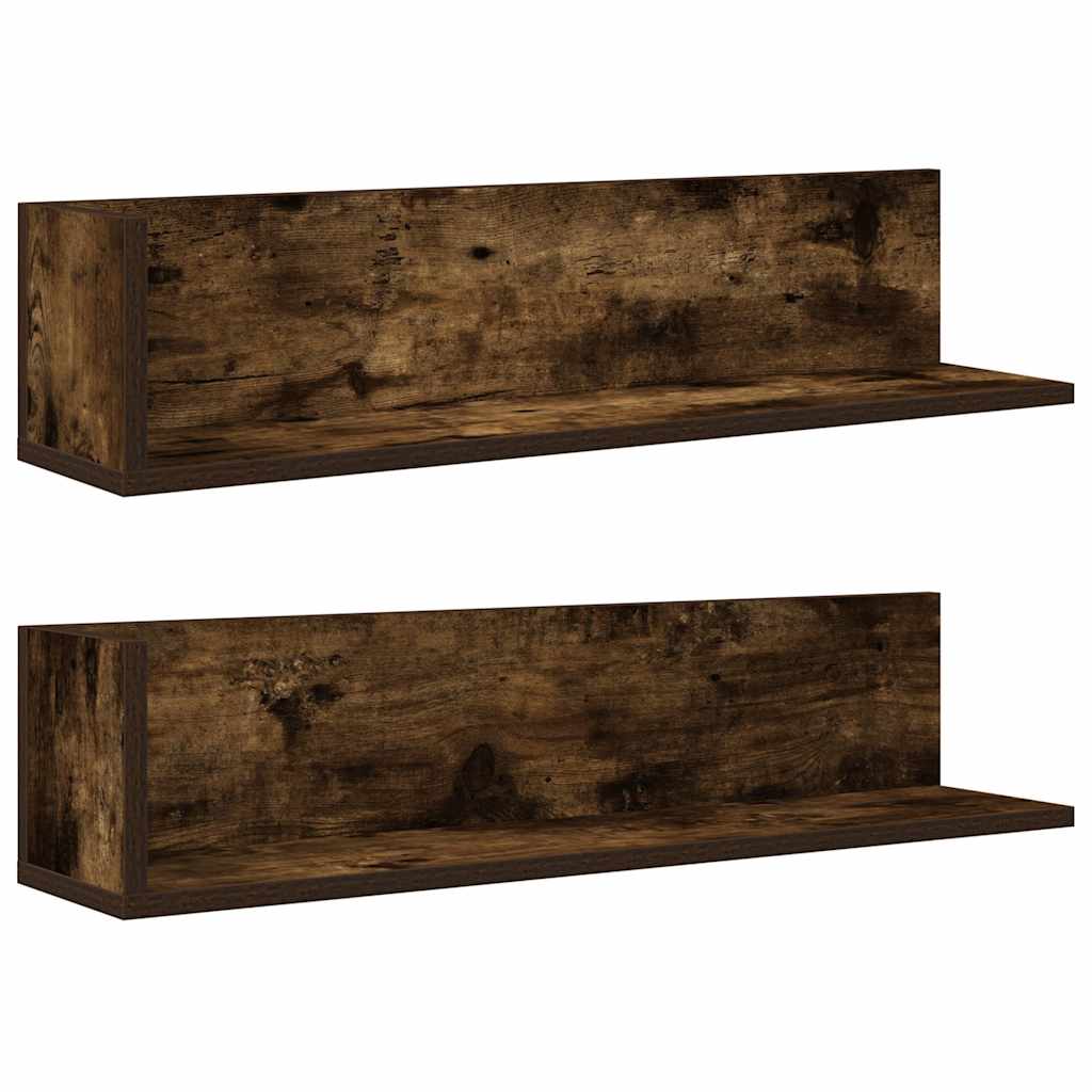 vidaXL Wandregale 2 Stk. Räuchereiche 75x16,5x16,5 cm Holzwerkstoff