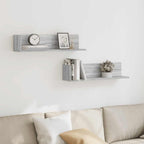 vidaXL Wandregale 2 Stk. Grau Sonoma 75x16,5x16,5 cm Holzwerkstoff