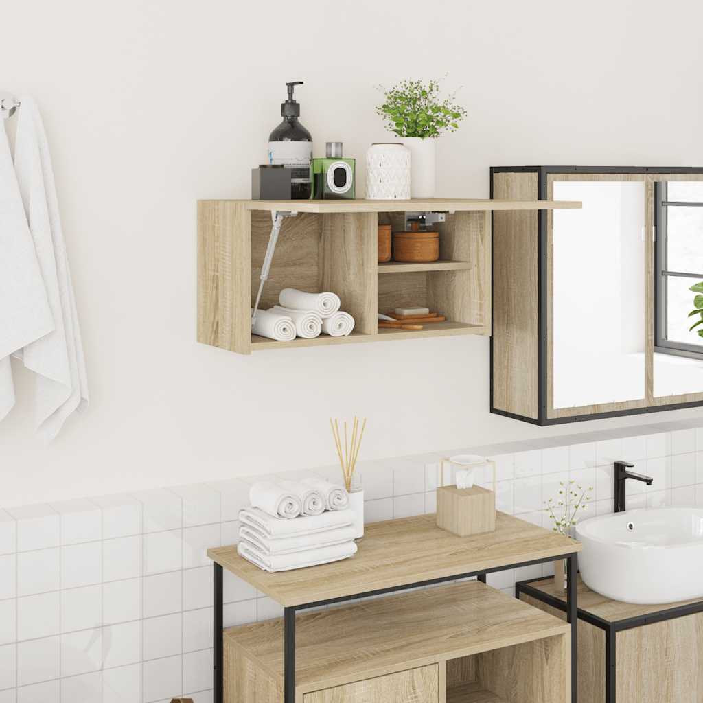vidaXL Bad-Wandschrank Sonoma-Eiche 60x25x30 cm Holzwerkstoff
