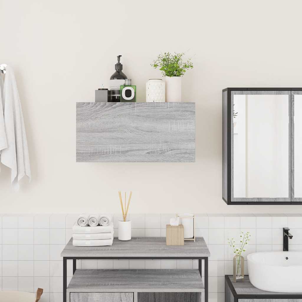 vidaXL Bad-Wandschrank Grau Sonoma 60x25x30 cm Holzwerkstoff