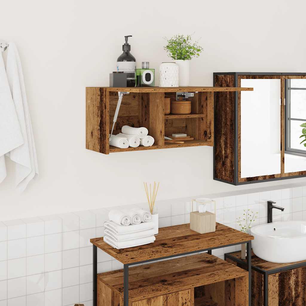 vidaXL Bad-Wandschrank Altholz-Optik 60x25x30 cm Holzwerkstoff