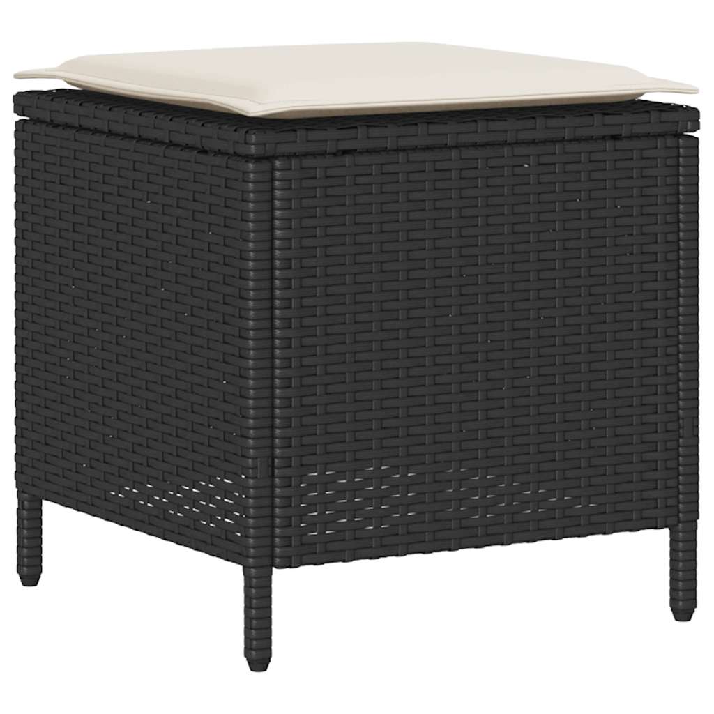 vidaXL 4-tlg. Garten-Sofagarnitur mit Kissen Schwarz Poly Rattan