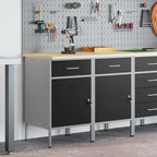 vidaXL Werkbank mit Schubladen 2 pcs Schwarz und Grau 100 x 55 x 85 cm