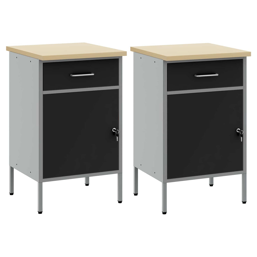 vidaXL Werkbank mit Schubladen 2 pcs Schwarz und Grau 100 x 55 x 85 cm