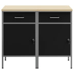 vidaXL Werkbank mit Schubladen 2 pcs Schwarz und Grau 100 x 55 x 85 cm