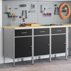 vidaXL Werkbank mit Schubladen 3 pcs Schwarz und Grau 150 x 55 x 85 cm