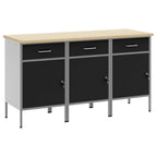 vidaXL Werkbank mit Schubladen 3 pcs Schwarz und Grau 150 x 55 x 85 cm