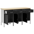 vidaXL Werkbank mit Schubladen 3 pcs Schwarz und Grau 150 x 55 x 85 cm
