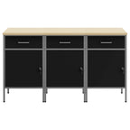 vidaXL Werkbank mit Schubladen 3 pcs Schwarz und Grau 150 x 55 x 85 cm