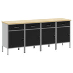 vidaXL Werkbank mit Schubladen 4 pcs Schwarz und Grau 200 x 55 x 85 cm