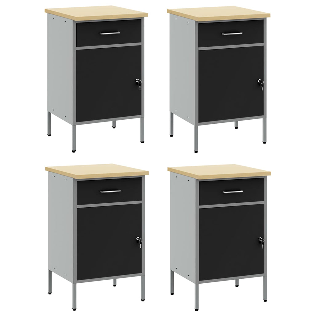 vidaXL Werkbank mit Schubladen 4 pcs Schwarz und Grau 200 x 55 x 85 cm