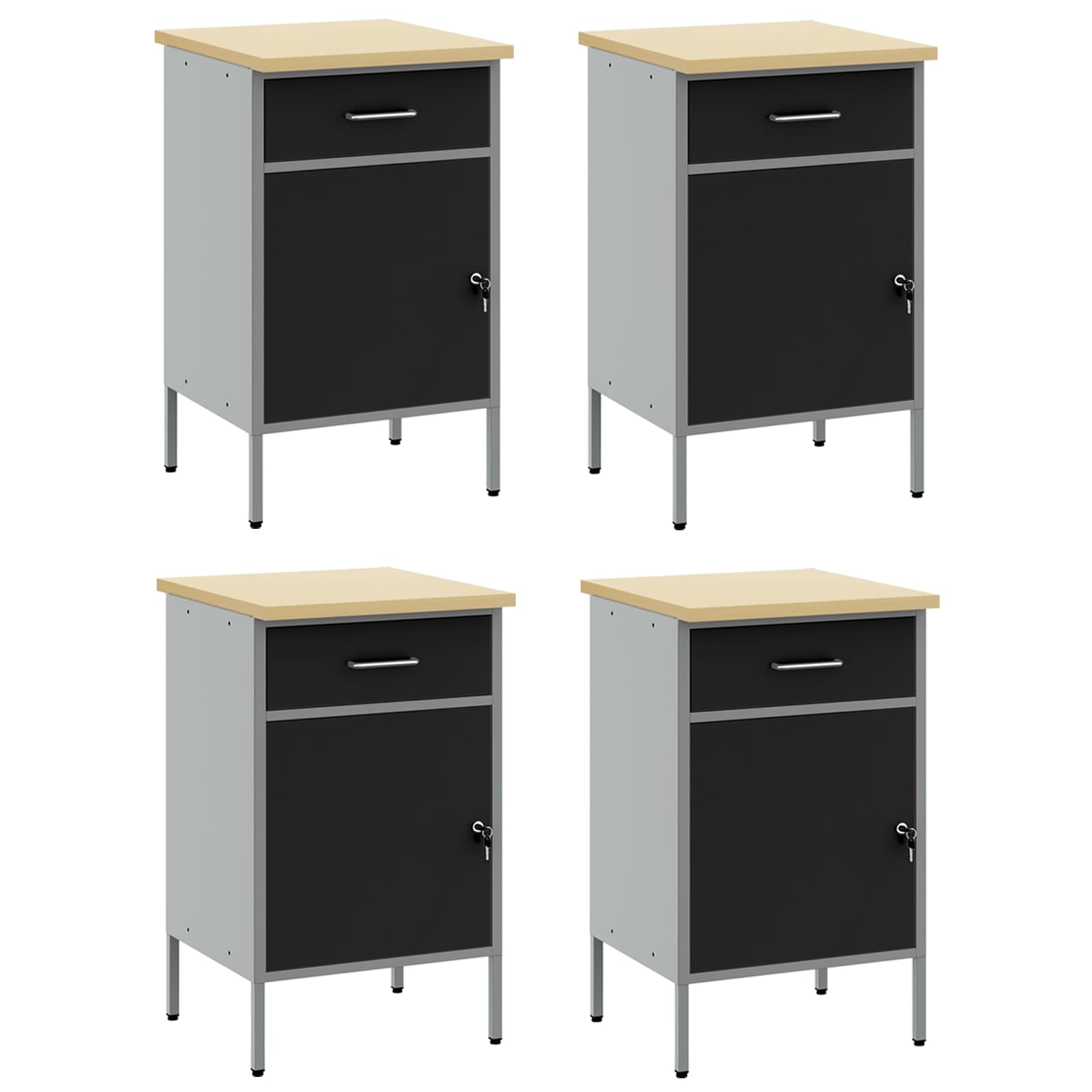 vidaXL Werkbank mit Schubladen 4 pcs Schwarz und Grau 200 x 55 x 85 cm