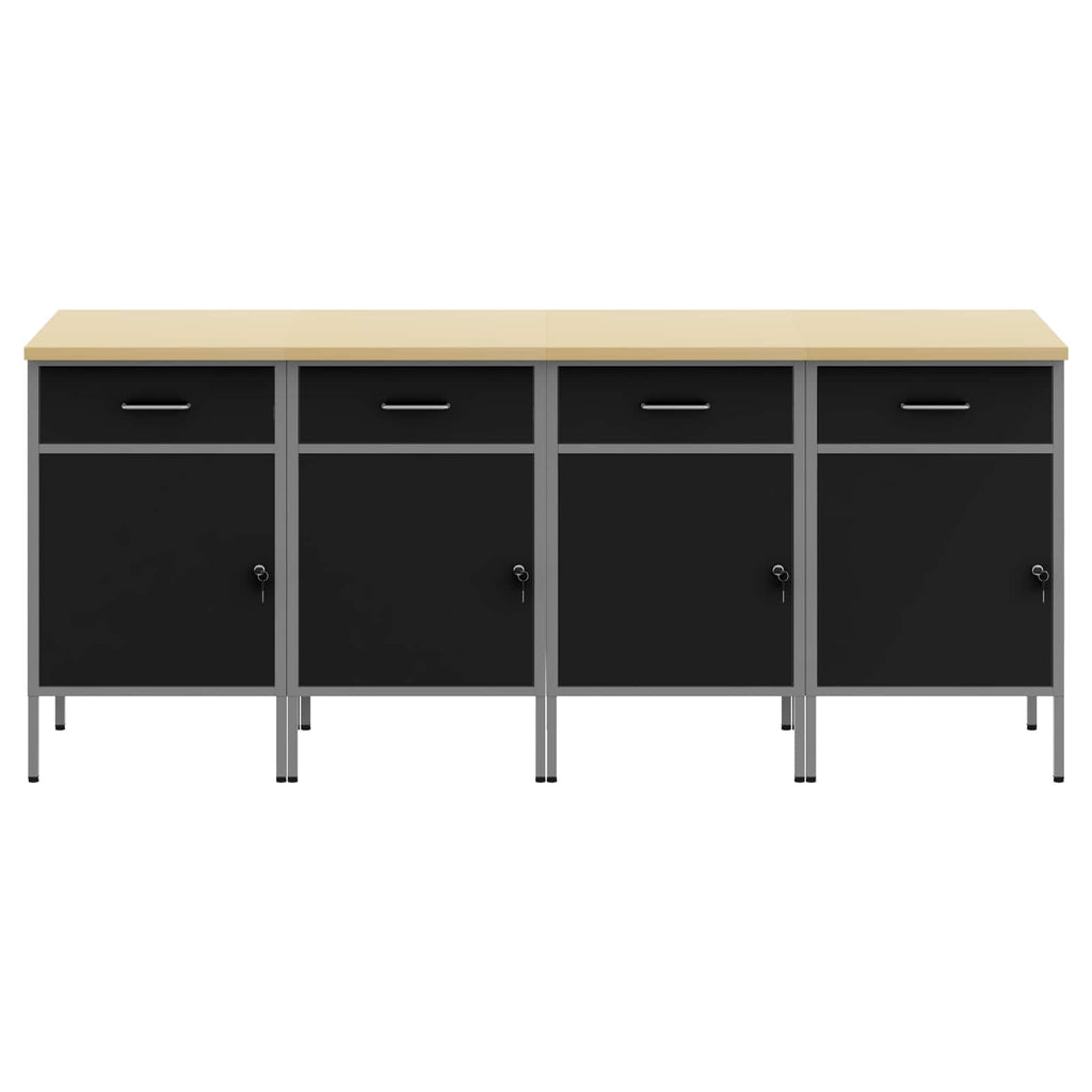 vidaXL Werkbank mit Schubladen 4 pcs Schwarz und Grau 200 x 55 x 85 cm